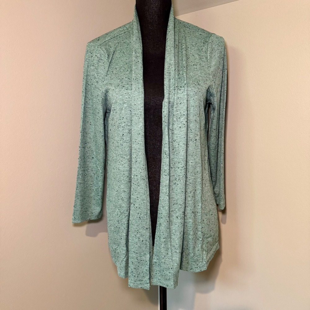 NIC+ZOE Women's Juniper Green Open Front Lightweight Knit Cardigan‎ Sweater L